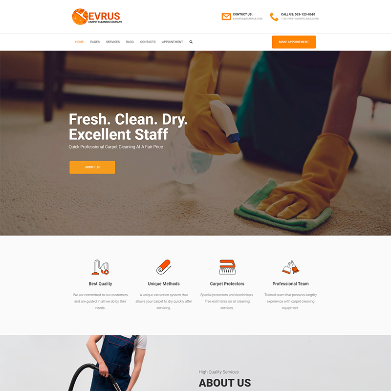 Evrus - Carpet Cleaning and Desinfection WordPress Theme
