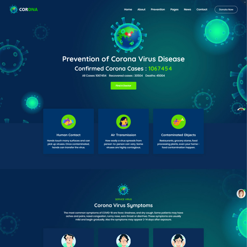 Corona (Covid-19) Prevention HTML5 Bootstrap Website Template
